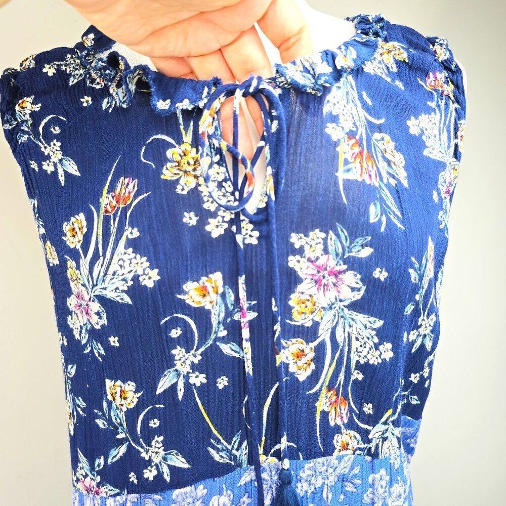 Women's Blue Patchwork Sleeveless Maxi Cottagecor… - image 2